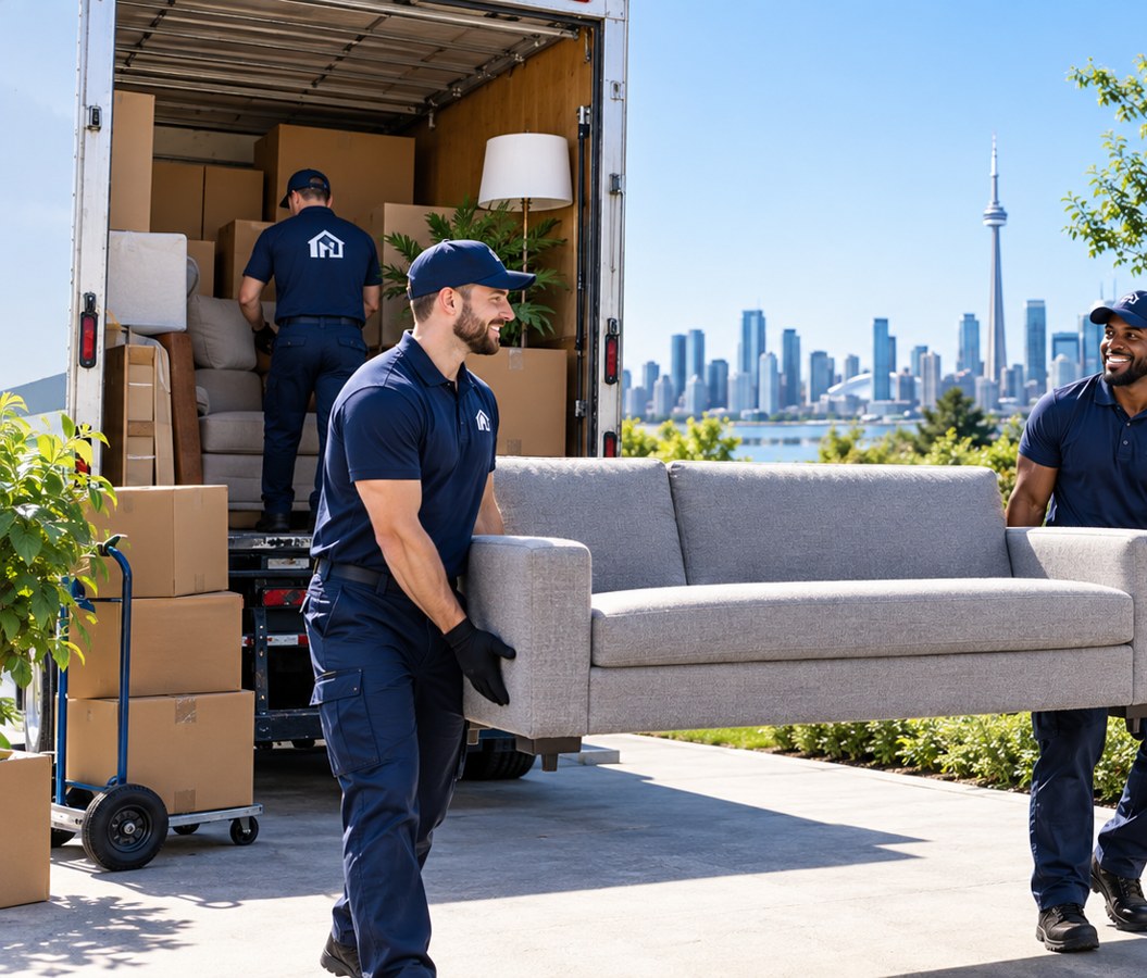 Moving team protecting furniture
